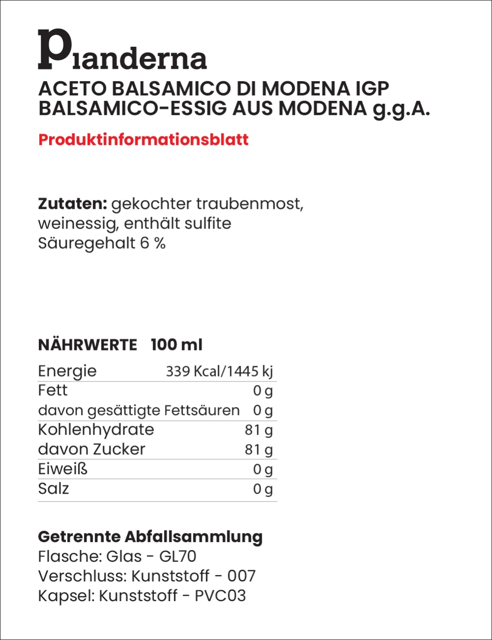 Vinagre balsámico de Módena IGP